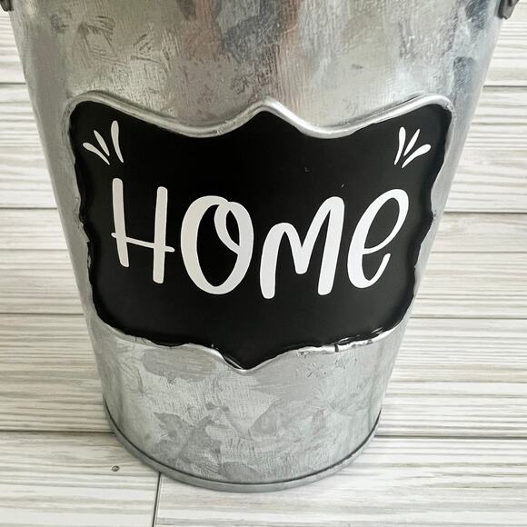 Ashland Custom "Home" Rustic Farmhouse Galvanized Tin Bucket Decor - Picture 3 of 8